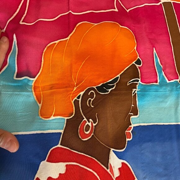 GUADALUPE Sarong Bright Colourful Women Market Tourist Guadeloupe 43 x 61 Inches - Picture 7 of 14